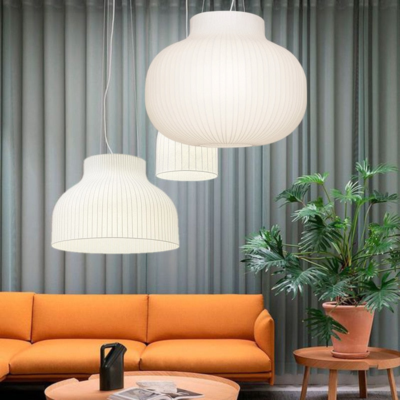 Nordic Led Pendant Chandelier: Modern Silk Fabric Hanging Lamp For Living Room Dining Bar And