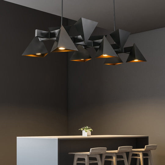 Nova Geometric Led Chandelier: Black Postmodern Lighting For Living Dining Room Restaurant Villa