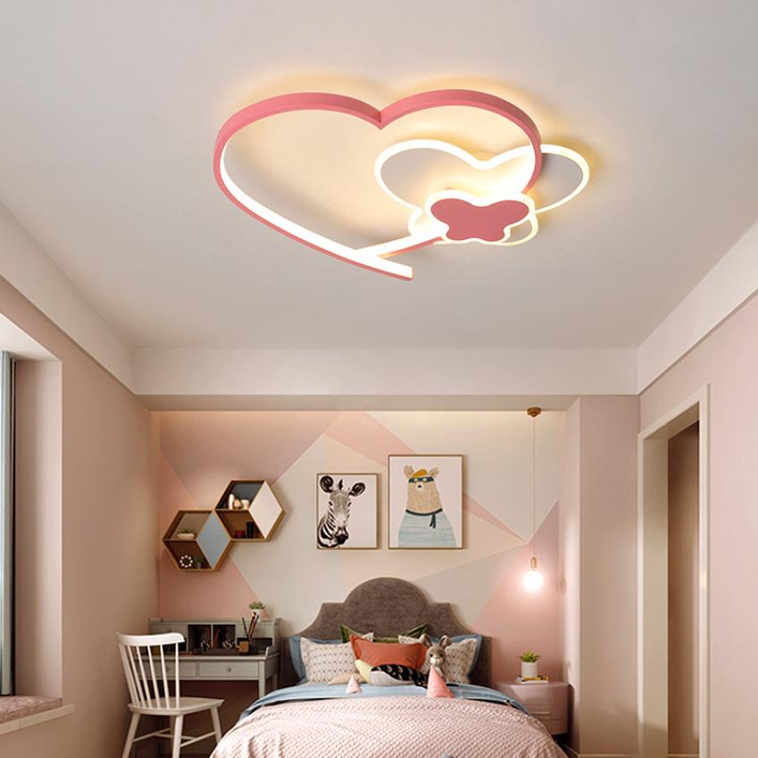 Modern Nordic Design Acrylic Led Ceiling Lights Pink Heart Indoor Lighting Lamps For Children Room