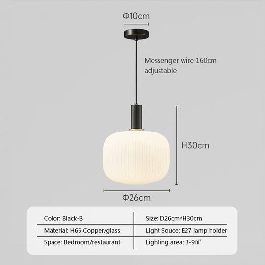 Nordic Glass Pendant Lights Retro Restaurant Creative Living Room Lamp Simple Bedside Lamp Led E27