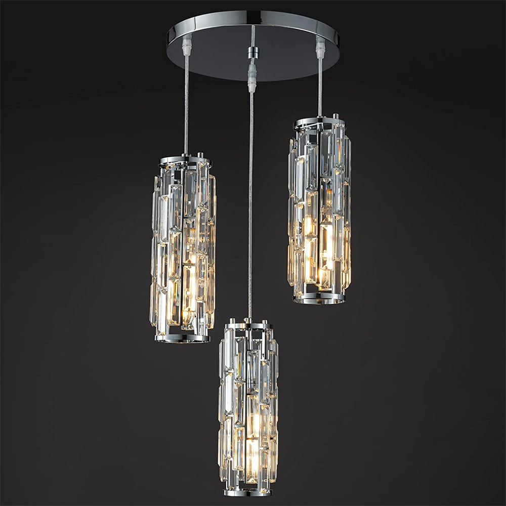 Adjustable Modern Pendant Light: Elegant Crystal Chandeliers For Kitchen Island Dining Room And