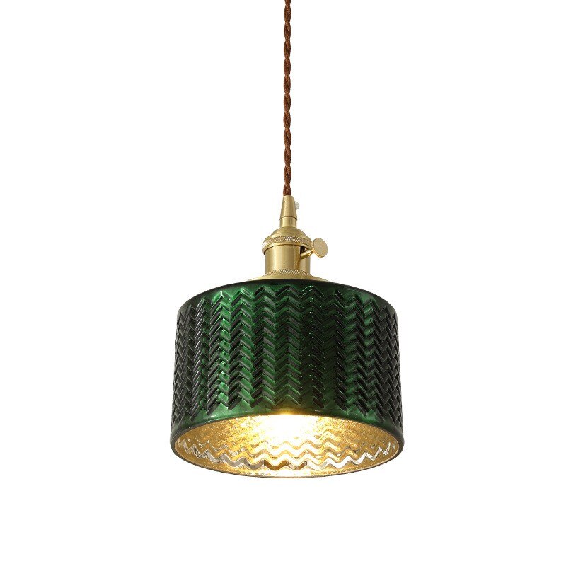 Retro Glass Pendant Lamp Luxury Vintage Style Home Lighting Fixture Green Shade Bedroom Kitchen