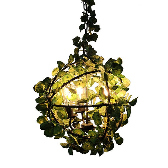 Net Red Pendant Light Theme Restaurant Bar Plant Ball Chandelier Small Fresh Green Decoration Shop