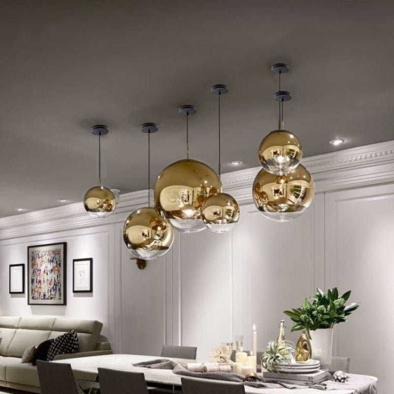 Modern Nordic Mirror Plating Ball Chandelier: Stylish Pendant Lights For Living Room Bedroom And