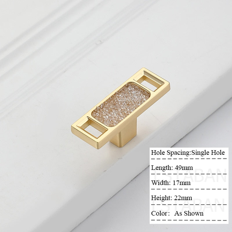 Zinc Alloy Gold Diamond Cabinet Knobs Kitchen Door Handles Drawer Cupboard Handle For Furniture