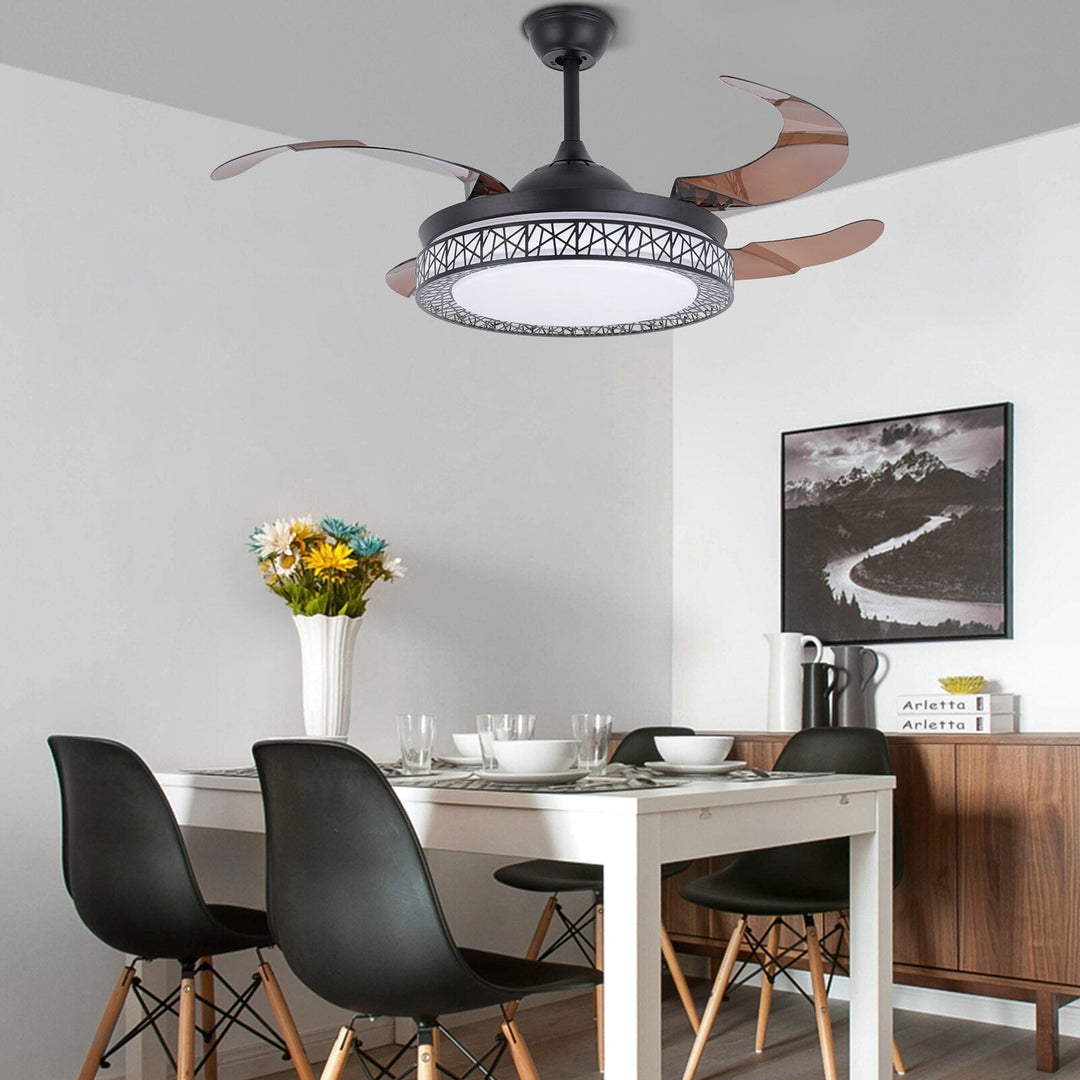 Contemporary Retractable Ceiling Fans With Led Light - A Multi - Functional Chandelier Fan 3 Color