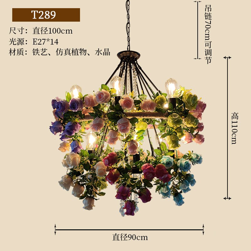 Industrial Wind Plant Rose Pendant Light Net Red Theme Restaurant Milk Tea Shop Wedding Banquet