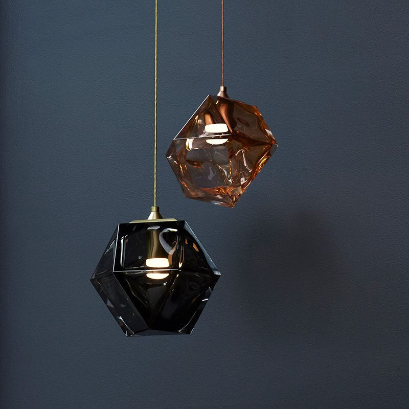 American Simple Geometric Creative Diamond Glass Pendant Lights Modern Lustre Suspension Luminaire