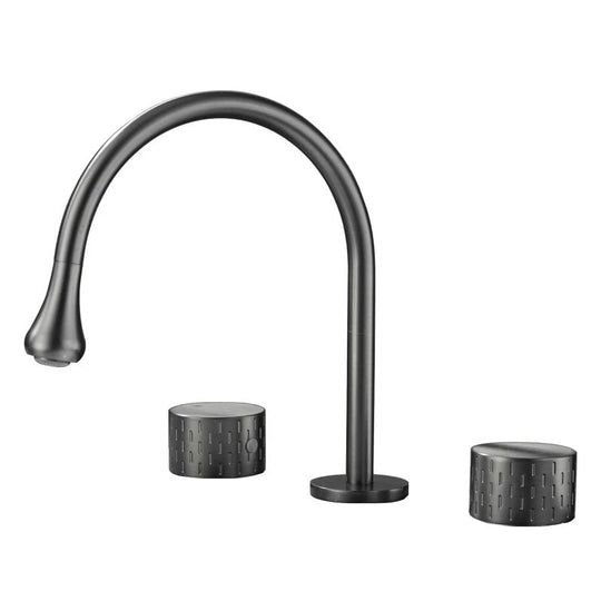 Brushed Gold Basin Faucet Brass Gray Widespread Bathroom Black Sink Faucets 3 Hole Hot And Cold