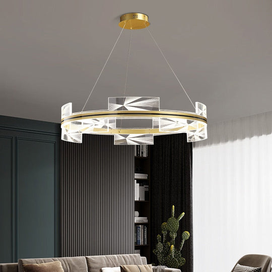 New Style Round Led Pendant Lights Art Pattern Living Room Restaurant Hang Lamp Remote Control