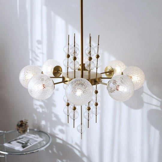 Dimmable Lights Led Matt Glass Ball Ceiling Chandelier Copper Lustres Luxury Hanging Lamps Home