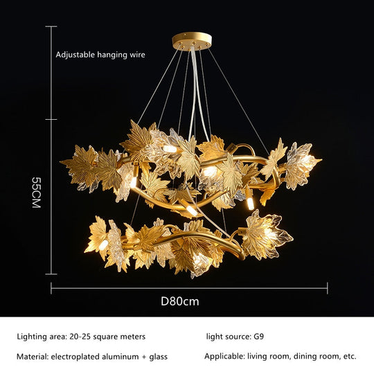 Postmodern Led Glass Chandelier Living Dining Room Bedroom Creative Maple Leaf Decor Pendant Lamps