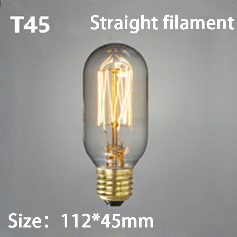 E27 Retro Edison Bulb 220V 40W Light A19 G80 G95 St64 T10 T45 Filament Vintage Ampoule Incandescent