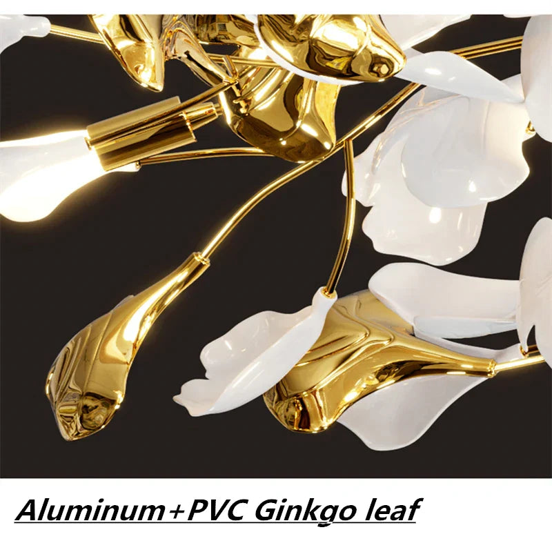 Ava1 - Modern Ginkgo Leaf Led Ceiling Chandelier Stylish Decor For Living Room And Bedroom Ceiling