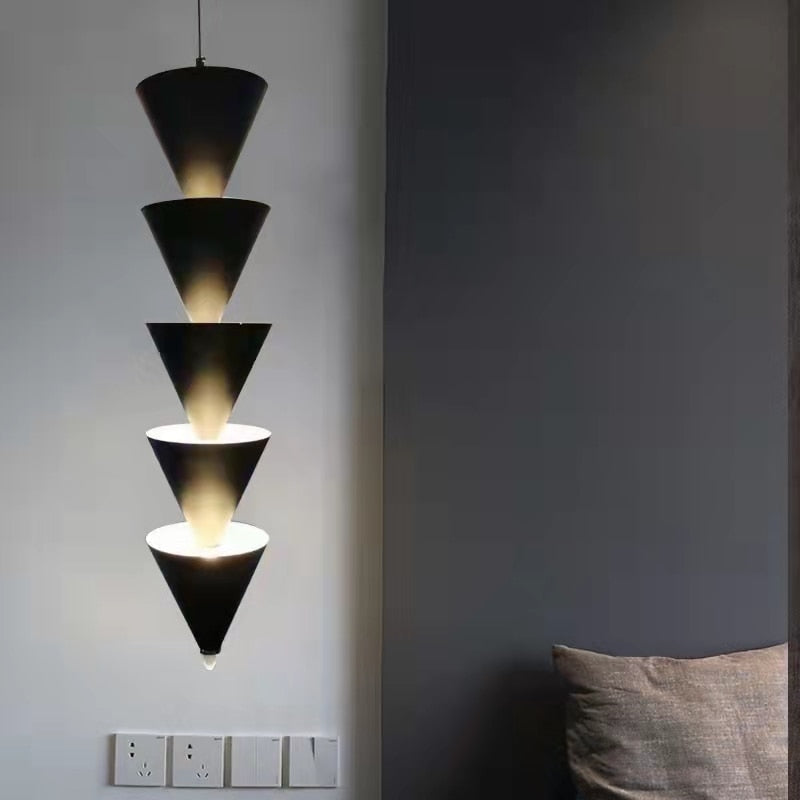 Gold Black Cone Led Pendant Lamp Living Room Bedroom Hall Shop Atmosphere Hanging Light Fixtures