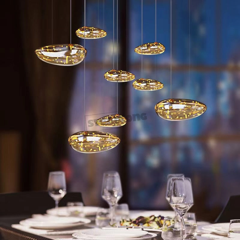 Morden Led Floating Water Drop Ceiling Chandeliers Gypsophila Living Dining Room Pendant Lamp