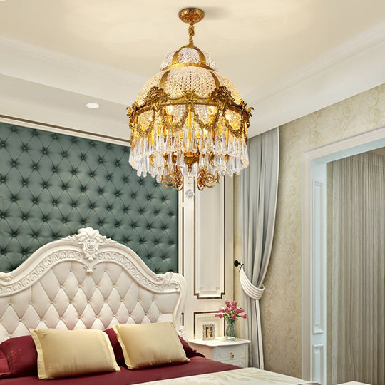 Elysium - European High Quality Brass Crystal Chandelier Hanging Lantern Light For Bedroom And