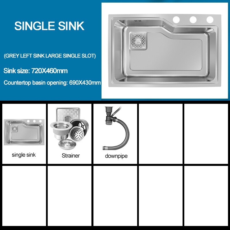 Kitchen Sink Large Nano 304 Stainless Steel Bowl Washbasin Household Thickened Under - Counter