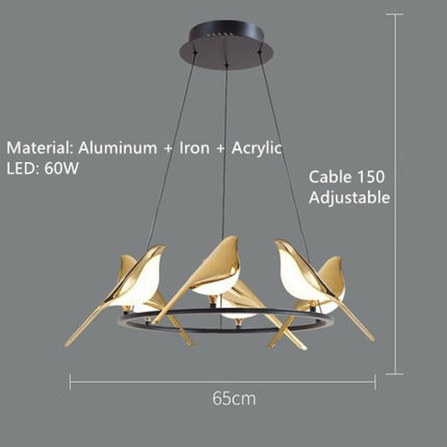 Magpie Bird Ceiling Chandelier For Dining Room Luminaire Suspension Pendant Lamp Decorative