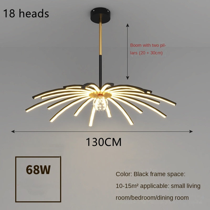 Modern Umbrella Led Ceiling Chandelier Black White Minimalist Decor For Living Dining Room Center