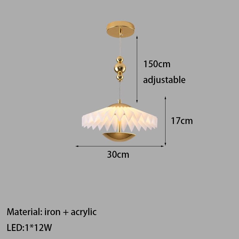 New Style Led Chandelier Umbrella Shaped White Acrylic Gold Metal For Dining Room Kitchen Bedroom