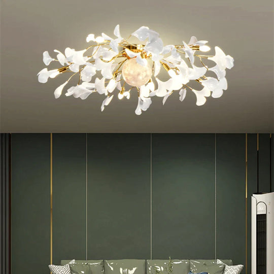 Ava1 - Modern Ginkgo Leaf Led Ceiling Chandelier Stylish Decor For Living Room And Bedroom Ceiling