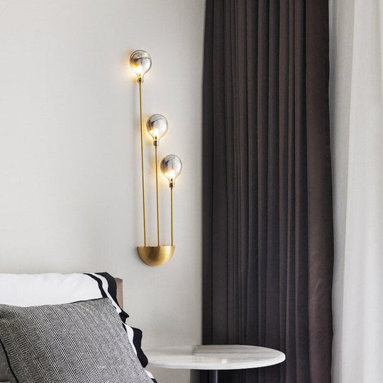 Modern Gray Glass G4 Wall Lamp Gold Black Copper Bedroom Living Room Aisle Dining Minimalist