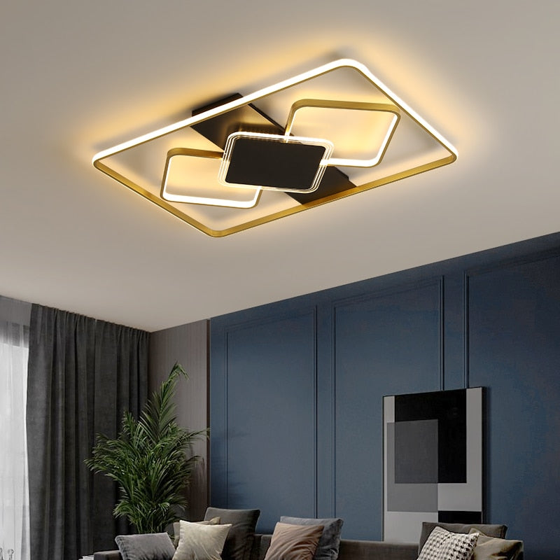 Modern Minimalist Ceiling Lights Gold Black White Geometric Lamp For Kitchen Living Room Bedroom