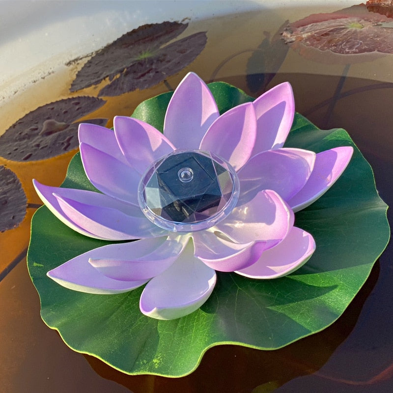 2Pcs Solar Lotus Light Led Energy Saving Night Lamp Waterproof Garden Pool Pond Fountain Decoration