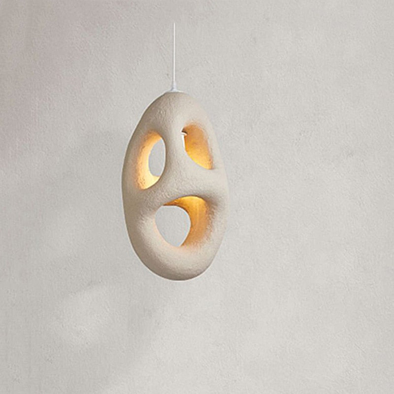 Japanese Wabi Sabi Beige Porous Shape Pendant Light Home Stay Bedroom Bedside Chandelier Nordic