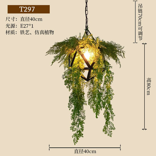 Restaurant Plant Hotel Lobby Atmosphere Pendant Light Small Fresh Green Retro Industrial Wind Front