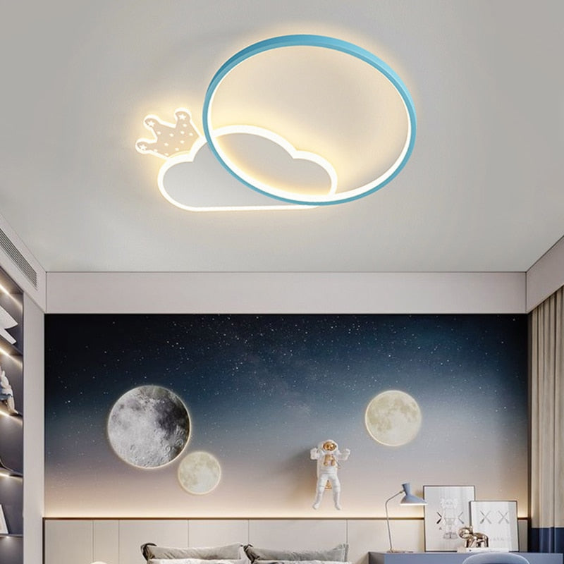 Modern Minimalist Children’s Room Cartoon Ceiling Lights Bedroom Cloud Crown Lamp Colorful