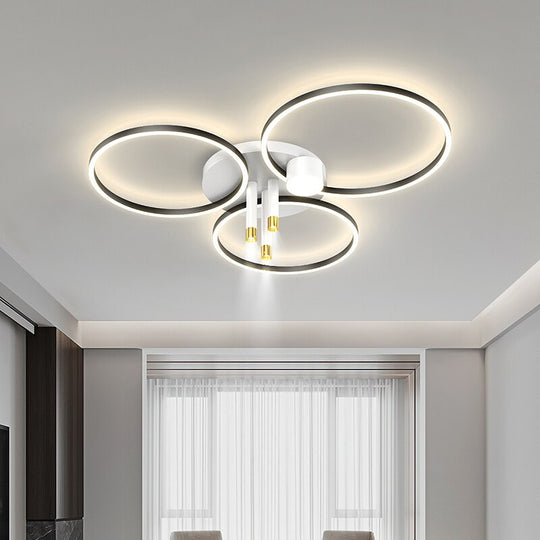 Nordic Round Ring Led Ceiling Chandelier Simple Living Room Bedroom Home Indoor Lighting Decor Iron