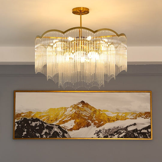 Luxe Serenity: Post - Modern Minimalist Crystal Glass Chandeliers For Elegant Spaces Chandelier