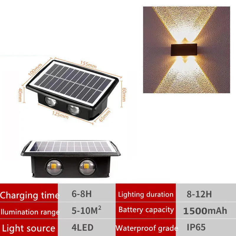 High Brightness Solar Wall Lamp Outdoor Waterproof Viewing Light Villa Courtyard Garden Upper And