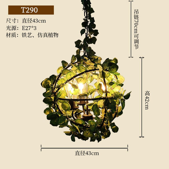 Net Red Pendant Light Theme Restaurant Bar Plant Ball Chandelier Small Fresh Green Decoration Shop