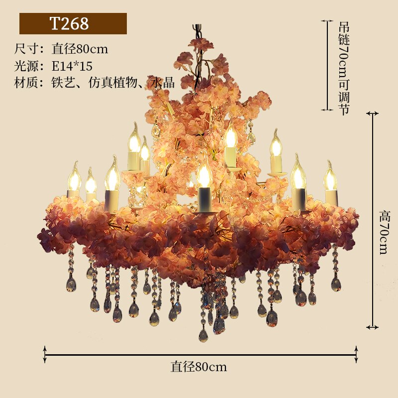 Simulation Flower Crystal Restaurant Wedding Banquet Pendant Light Art Hotel Decoration Green Plant