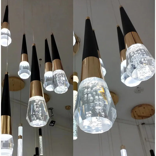 Royal - Black And Gold Modern Pendant Light: Integrated Led Illuminated Ceiling Lamp With Acrylic