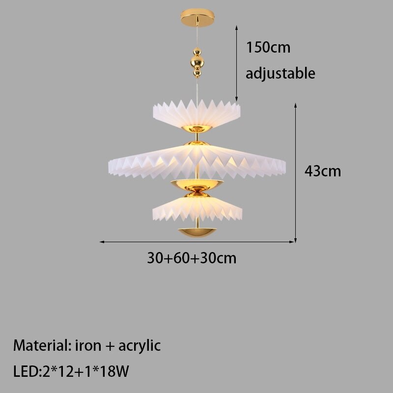 New Style Led Chandelier Umbrella Shaped White Acrylic Gold Metal For Dining Room Kitchen Bedroom