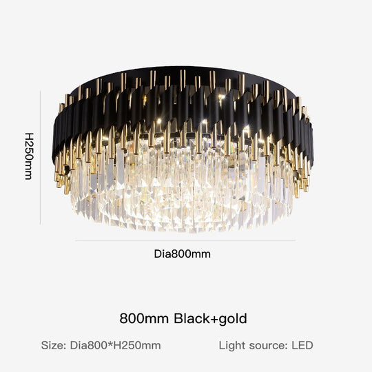 Modern Luxury Black + Gold Chandelier Lighting Large Round Crystal Lamps Living Room Bedroom Led