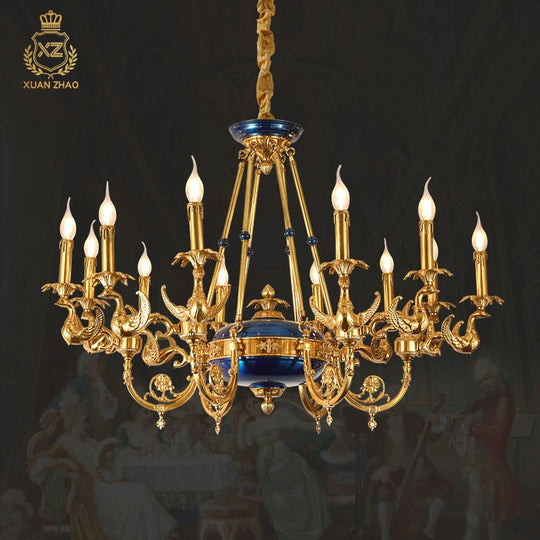 European Retro Decoration Candlestick Chandeliers French Exquisite Hand - Carved Brass Lights