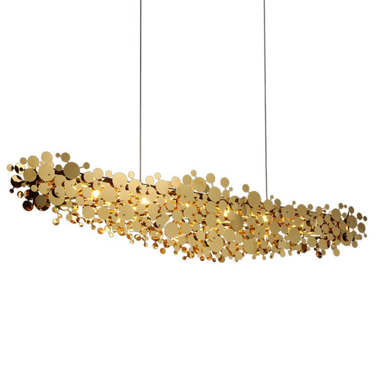 Pendant Lamp In Luxury Restaurant Post - Modern Dining Room Chandeliers Stainless Steel Gold/Chrome