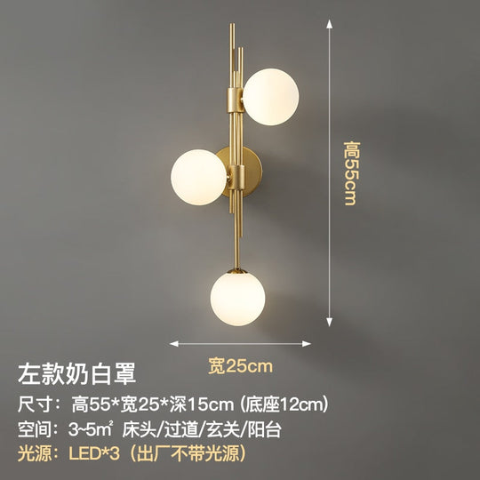 Luxury Modern Minimalist Glass Decorative Wall Lamp Gold Lustre Led Indoor Lighting Bedroom Bedside