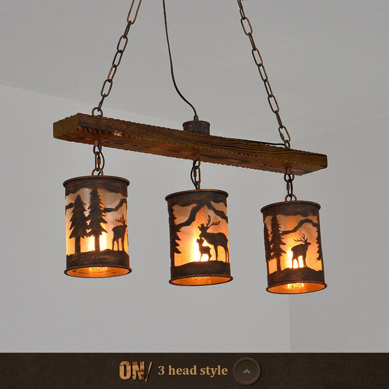 Vintage Industrial Style Creative Restaurant Pendant Lamps Cafe Bar Table Light Personalized Wood