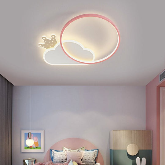 Modern Minimalist Children’s Room Cartoon Ceiling Lights Bedroom Cloud Crown Lamp Colorful