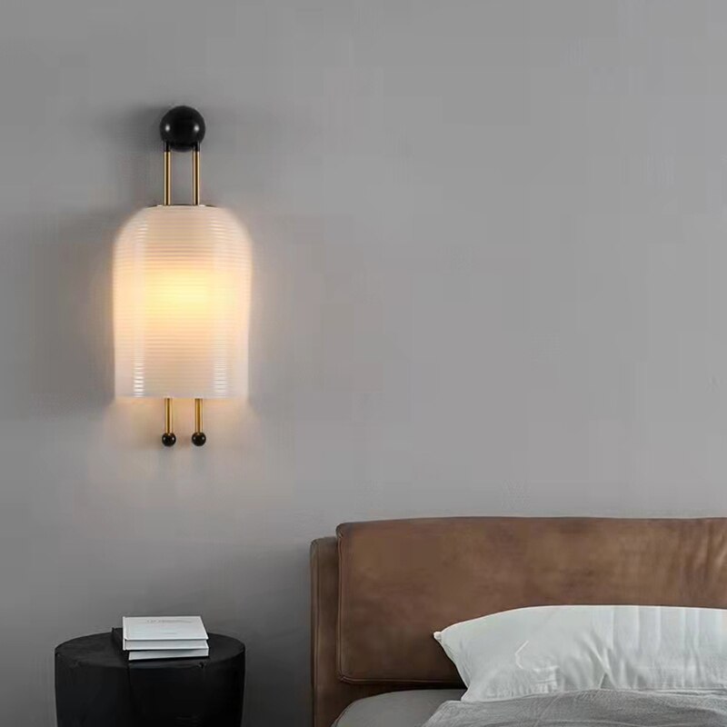 New Style White Glass Wall Lamp E27 Bulb For Bedroom Parlor Dining Hotel Shop Art Deco Loft Creative