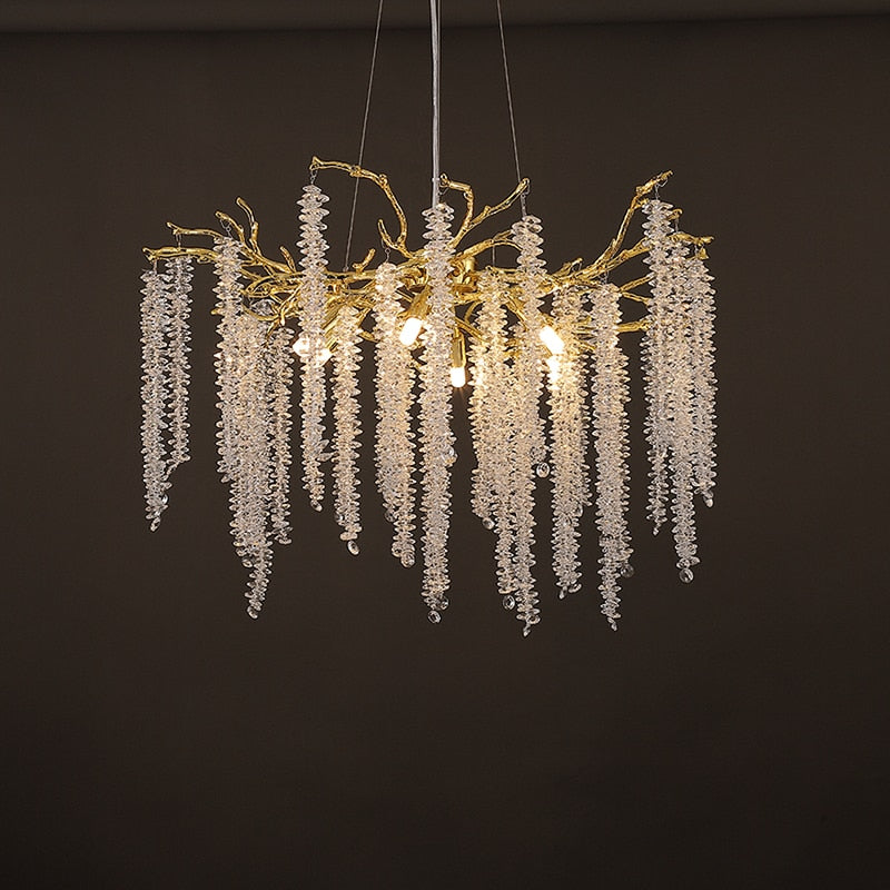 Luxury Handmade Crystal Chandelier With Branch Art Design - Perfect For Living Rooms Villas Halls