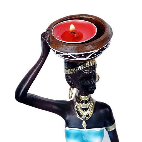 Candle Holders African Women 8.5’ Decor For Table Desk Decorative Dining Room Candleholder