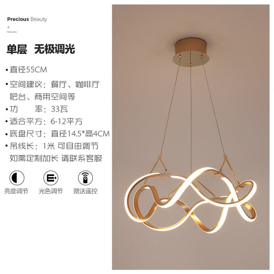 Nordic Luxury Gold Lustre Ring Led Decorative Pendant Lights Modern Simple Hanging Lamp Living Room