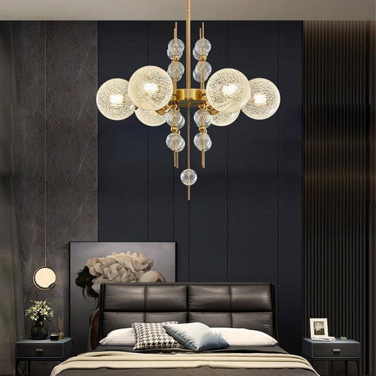 Dimmable Lights Led Matt Glass Ball Ceiling Chandelier Copper Lustres Luxury Hanging Lamps Home